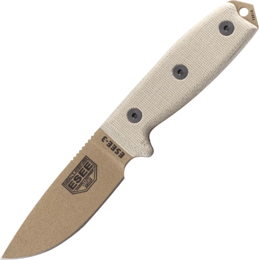 Υπαίθριο μαχαίρι ESEE 3 Dark Earth με λαβή micarta και θήκη