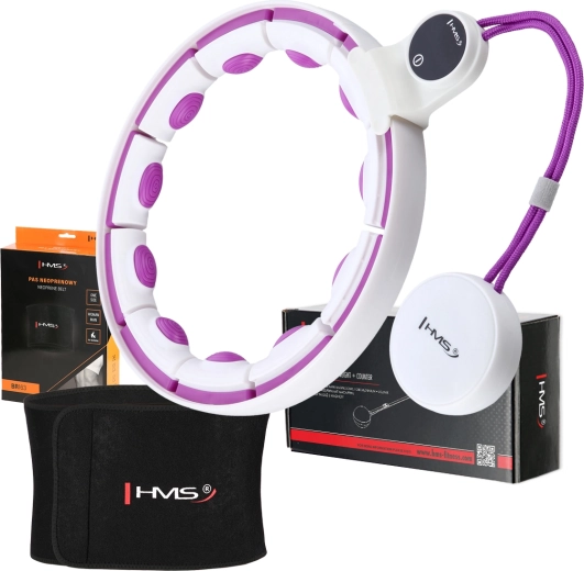Σετ μασάζ hula hoop με βάρος και ζώνη αδυνατίσματος λευκό/μωβ