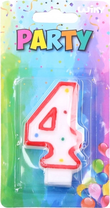 Κερί πάρτι αριθμός 4 κόκκινο