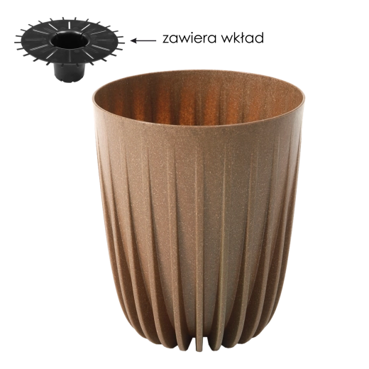 Γλάστρα Mira Eco Wood 25 cm φυσικό ξύλο με ένθετο αποστράγγισης