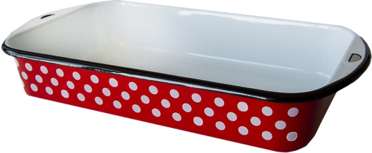 Σμάλτινο ταψί 30 × 18 cm, 2,7 l – κόκκινο πουά