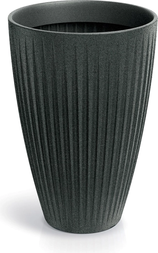 Γλάστρα Latia Round High 40 cm – μαύρος γρανίτης