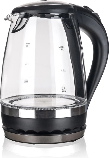 Ταχυβραστήρας Shady 1,5 l γυάλινος με LED φωτισμό μαύρος