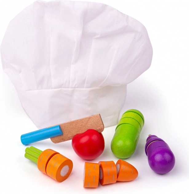 Ξύλινα λαχανικά κοπής με σκούφο BIGJIGS TOYS
