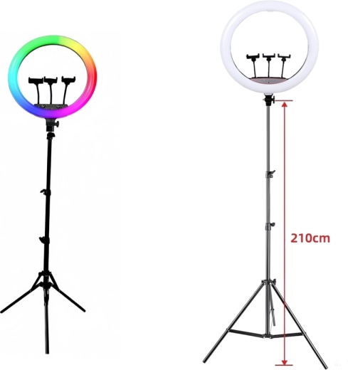 RGB LED δαχτυλίδι φωτισμού σε τρίποδο με 3 βάσεις τηλεφώνου (45 cm)