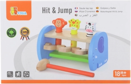 Ξύλινο παιχνίδι χτυπήματος με ζωάκια Hit & Jump