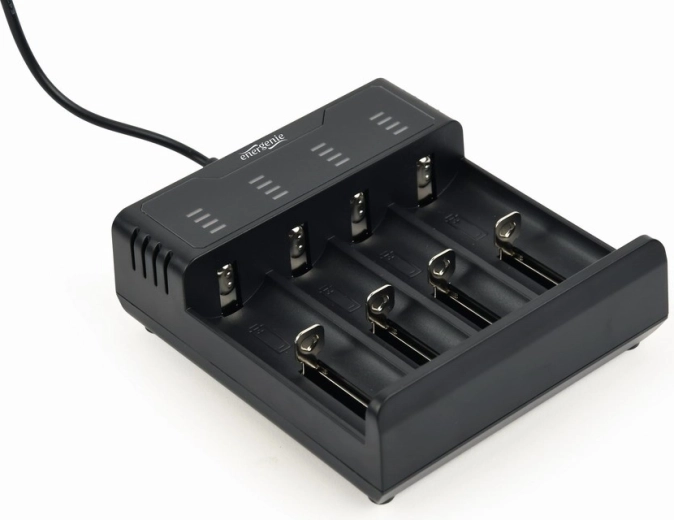 Φορτιστής USB για επαναφορτιζόμενες μπαταρίες Ni‑MH και Li‑ion, μαύρος