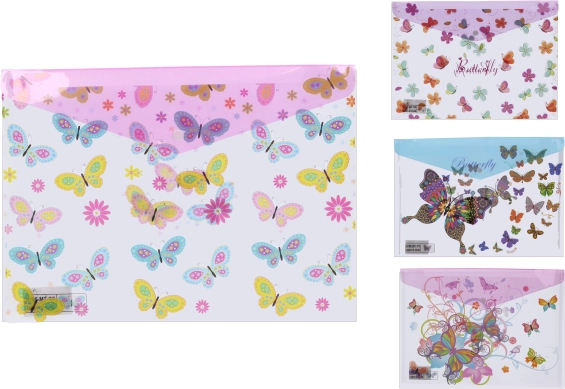Φάκελος με κουμπί 35,8 × 26 εκ. – μοτίβο Πεταλούδα