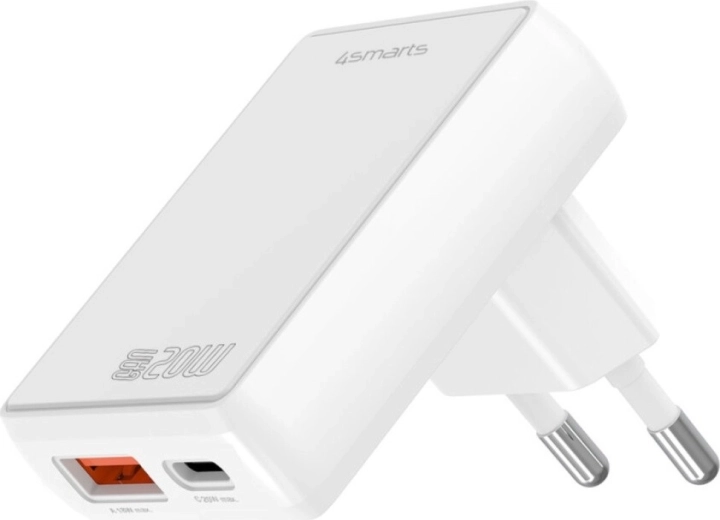 Φορτιστής τοίχου FlatPlug Duos 20W USB‑C + USB‑A λευκός