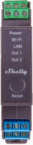 Δικάναλο ρελέ Shelly Pro 2 για ράγα DIN με WiFi και LAN