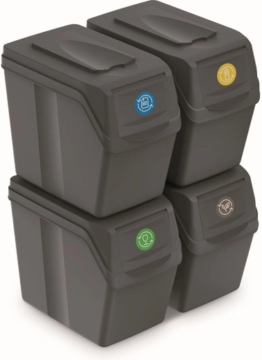 Σετ 4 κάδων διαλογής Sortibox 4×20 l – γκρι πέτρα