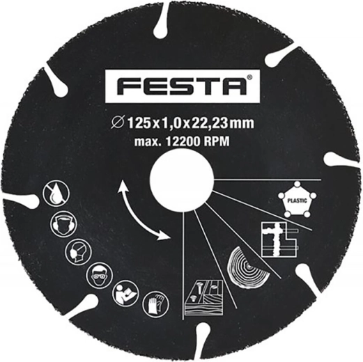 Καθολικός δίσκος κοπής 125 × 1,0 × 22,2 mm, καρβιδίου FESTA