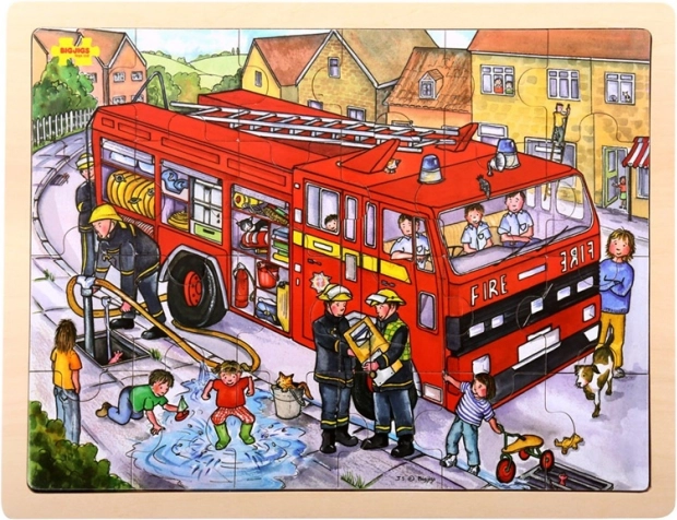 Bigjigs Toys ξύλινο παζλ Πυροσβέστες 24 κομμάτια