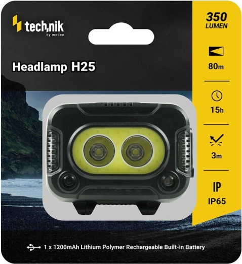 Φακός κεφαλής Technik MT-H25 με λαστιχένια επένδυση, CREE XPG-2 και COB LED, USB‑C, κόκκινο φως και στροβοσκόπιο