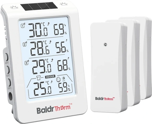 Baldrtherm τρικάναλο θερμοϋγρόμετρο με αυτόματο οπίσθιο φωτισμό