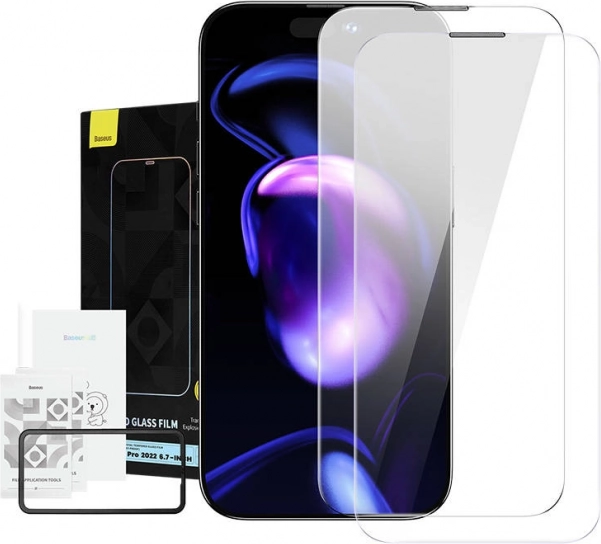 Baseus Crystal προστατευτικό γυαλί tempered 0,3 mm ανθεκτικό στη σκόνη για iPhone 14/13/13 Pro – Διπλή συσκευασία