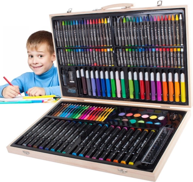 Καλλιτεχνικό σετ ζωγραφικής σε ξύλινη θήκη