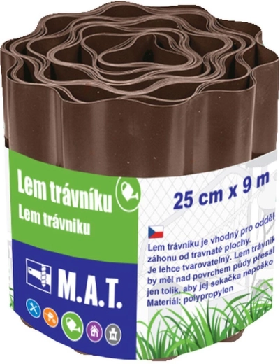 Πλαστικό τελείωμα γκαζόν 25 × 900 cm, καφέ