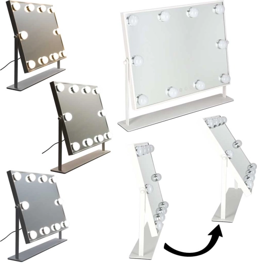 LED καλλυντικός καθρέφτης με 10 λάμπες, 3 χρώματα φωτός, λευκός