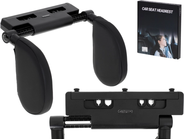 Ρυθμιζόμενο ταξιδιωτικό μαξιλάρι στήριξης κεφαλής και λαιμού για προσκέφαλο αυτοκινήτου – Μαύρο