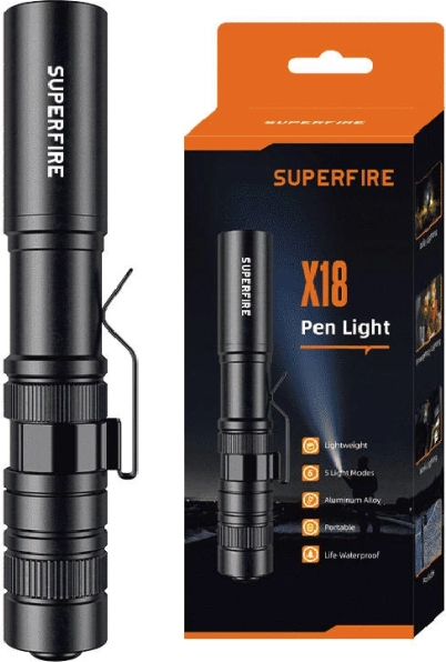 Φακός τσέπης Superfire X18, 55 lm, 5 λειτουργίες, εμβέλεια 38 m