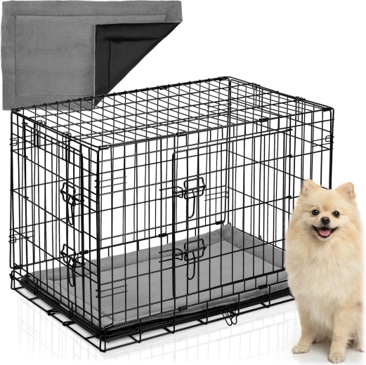Μεταλλικό κλουβί kennel για σκύλο με χνουδωτό στρωματάκι 75 × 45 × 54 cm