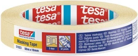 Κρεπαριστή χαρτοταινία μασκαρίσματος 19 mm × 50 m κίτρινη Tesa