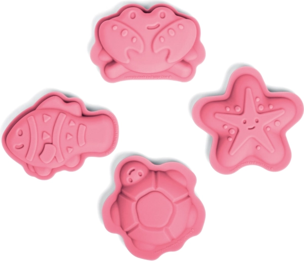 Bigjigs Toys σιλικονούχα καλούπια για άμμο – ροζ θαλάσσια σχήματα