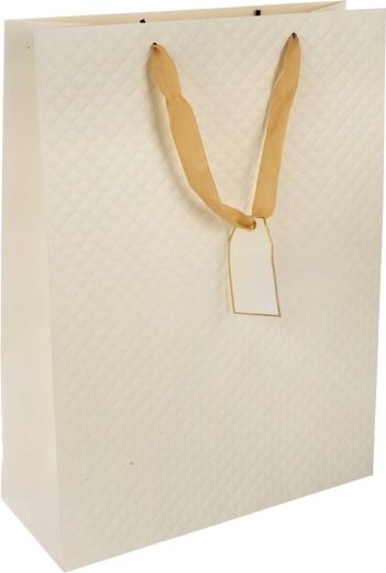 Χάρτινη τσάντα δώρου quilt μπεζ 30 × 12 × 41,5 cm