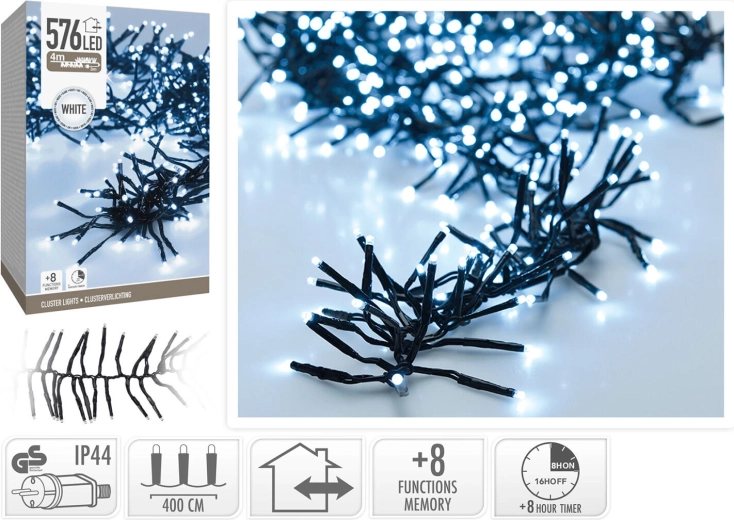 Χριστουγεννιάτικος φωτισμός LED 4 m, 576 LED, ψυχρό λευκό