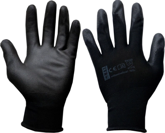 Προστατευτικά γάντια εργασίας PURE BLACK PU, μέγεθος 9 (L)