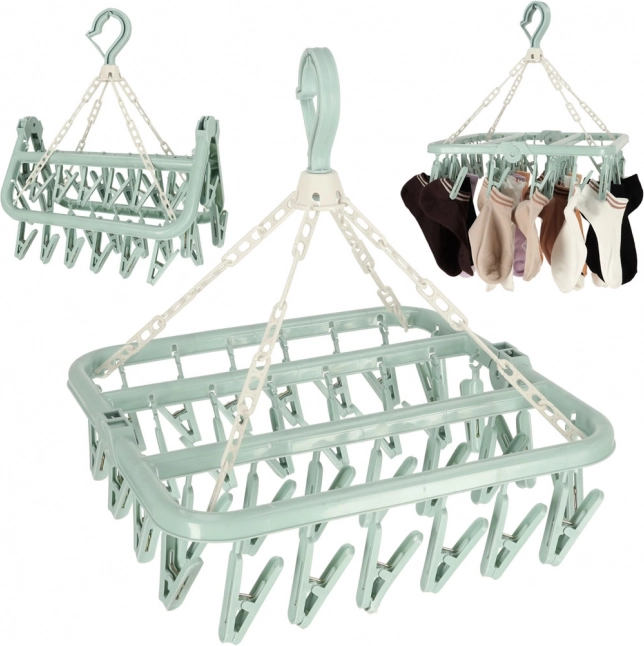 Καθολική πλαστική απλώστρα ρούχων με 32 μανταλάκια, μπλε