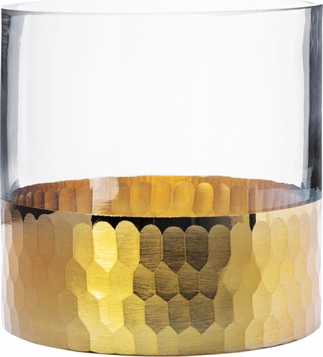 Γυάλινο βάζο και κηροπήγιο Golden honey 12 cm