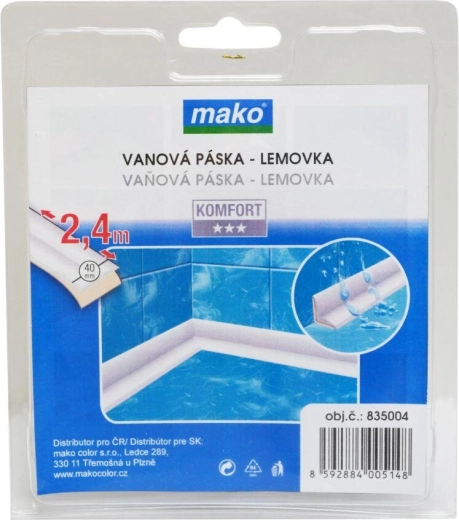 Στεγανωτική λωρίδα μπανιέρας 40 mm, 2,4 m, λευκή