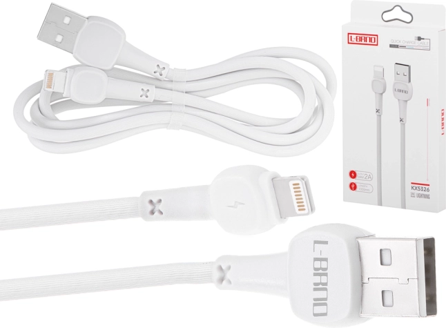 L-BRNO καλώδιο Lightning γρήγορης φόρτισης USB-A λευκό