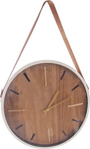 Μπεζ επιτοίχιο ρολόι από ξύλο και μέταλλο 38 cm
