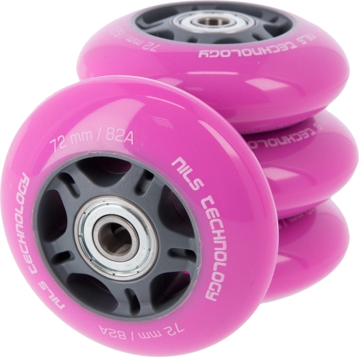 PU ροδάκια με ρουλεμάν για πατίνια NILS EXTREME 72 mm ροζ