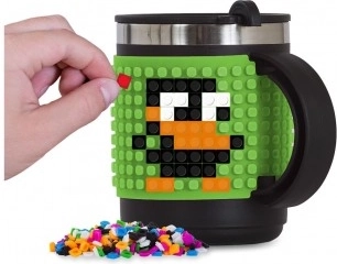 Θερμοκούπα 440 ml Pixie Crew με σιλικονούχο πάνελ + pixels μαύρο/πράσινο σε blister 13x15x9 cm