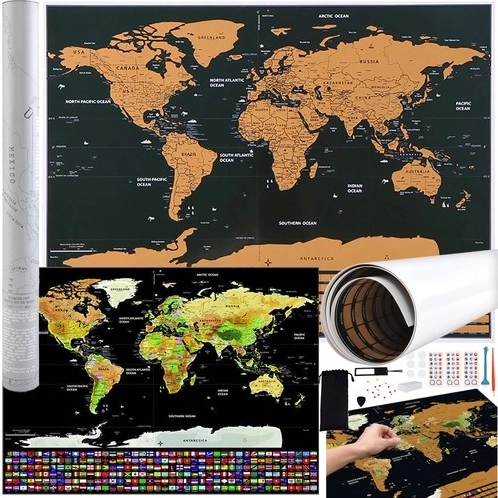 Ξυστή παγκόσμια υδρόγειος με σημαίες και αξεσουάρ