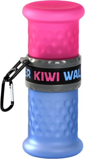 Ταξιδιωτικό μπουκάλι για νερό και τροφή 2σε1 KIWI WALKER, πλαστικό, μπλε‑ροζ