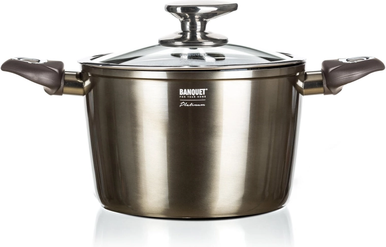 Κατσαρόλα 20 cm 3,6 l με αντικολλητική επιφάνεια METALLIC PLATINUM με γυάλινο καπάκι