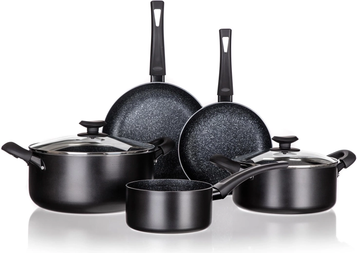 Σετ μαγειρικών σκευών Black Stone 7 τεμαχίων με αντικολλητική επίστρωση, για επαγωγή