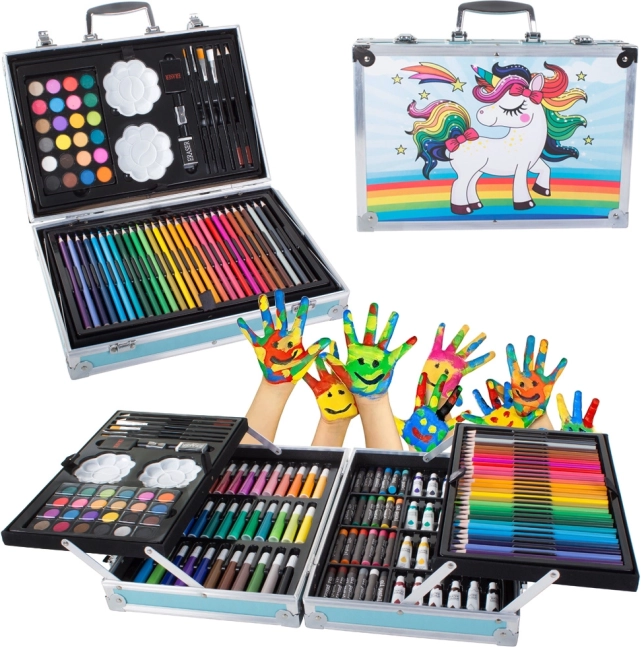 Σετ ζωγραφικής σε βαλιτσάκι 145 τεμ. μπλε