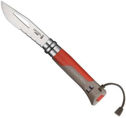 Opinel N°08 Outdoor Inox κόκκινο – πτυσσόμενο μαχαίρι τσέπης με σφυρίχτρα