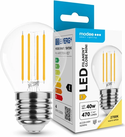 Λάμπα LED Modee Filament Globe Mini G45 4 W E27, 430 lm, θερμό λευκό