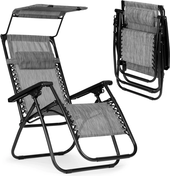 Κήλινη ξαπλώστρα κήπου με ρυθμιζόμενη πλάτη και σκίαστρο Multigarden – γκρι