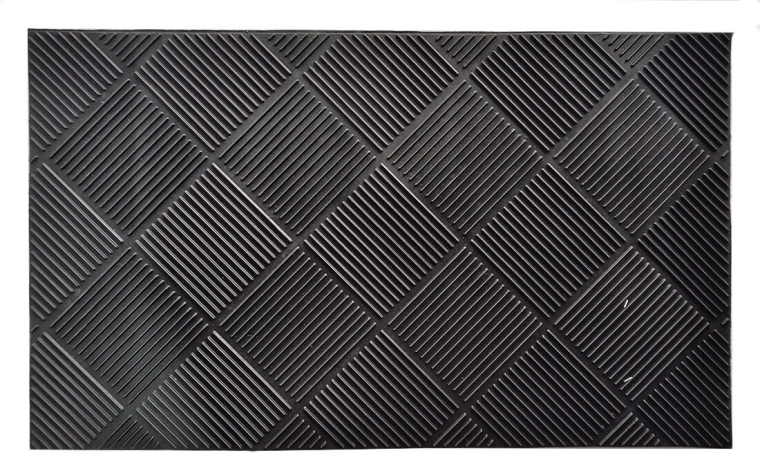 Λαστιχένιο χαλάκι 45 × 75 cm – ρόμβοι, μαύρο