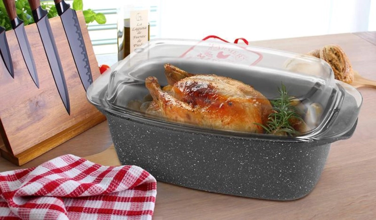 Ταψί με καπάκι από βοριοπυριτικό γυαλί 32 × 20 cm, μαύρο