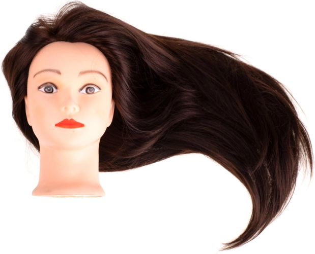 Εκπαιδευτική κεφαλή κομμωτικής με καστανά μαλλιά