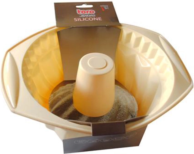Φόρμα σιλικόνης για κέικ bundt με λαβές Toro, κρεμ